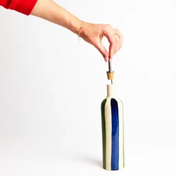 Céladon Paris Bouteille d'huile | Bleu & Vert Linhas Hot