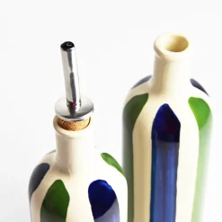 Céladon Paris Bouteille d'huile | Bleu & Vert Linhas Hot