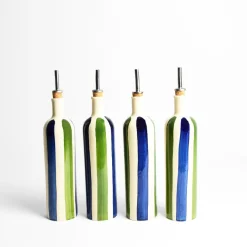 Céladon Paris Bouteille d'huile | Bleu & Vert Linhas Hot