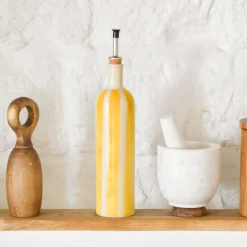Céladon Paris Bouteille d'huile | Jaune Linhas
