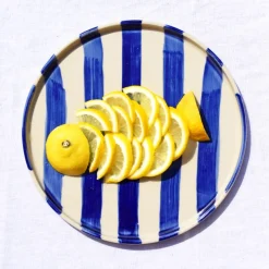 Céladon Paris Grande assiette | Bleu Linhas New