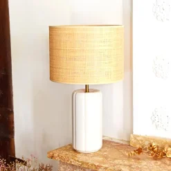 Céladon Paris Lampe Luzia | Blanc & Raphia Best