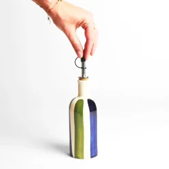 Céladon Paris Petite bouteille d'huile | Bleu & Vert Linhas Sale