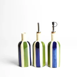 Céladon Paris Petite bouteille d'huile | Bleu & Vert Linhas Sale