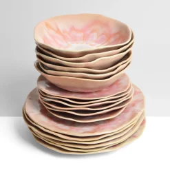 Céladon Paris Service pour 6 Onda | Rose anémone Hot